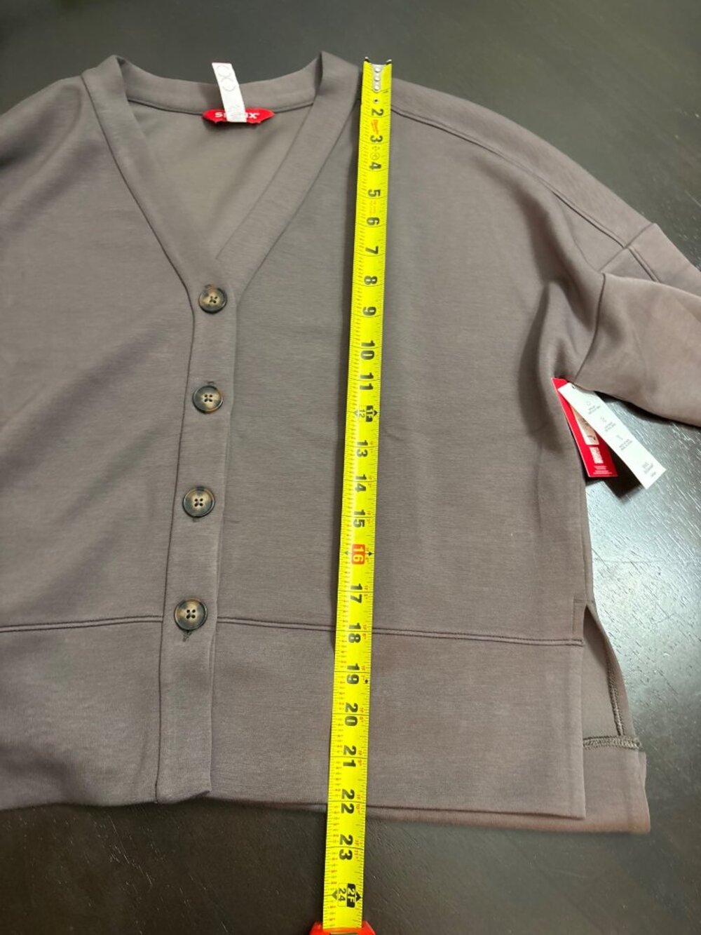 NEW Spanx Air Essentials Cardigan Cocoa Medium Brown Long-Sleeve Lightweight - Picture 8 of 8
